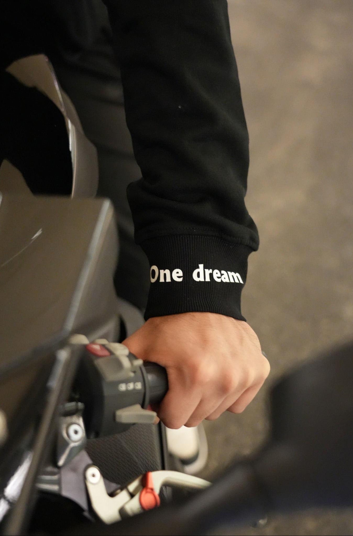 Black Hoodie with Sleeve Writing