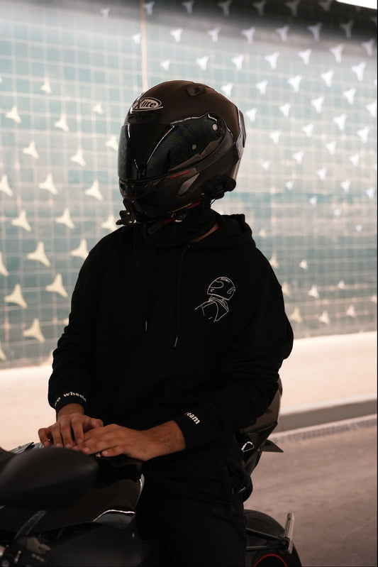 Black Hoodie with Sleeve Writing